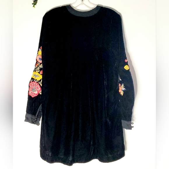 FREE PEOPLE Mia floral Boho Velvet BlacK Dress XS - Picture 5 of 13